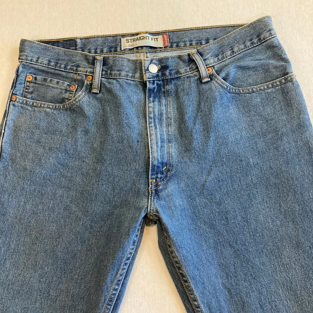 Levis 505 Mens Jeans 34x32 Straight Fit Med Wash Blue Denim 100% Cotton Mexico